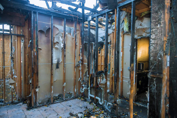 Professional Fire Damage Restoration technician working in Attica, MI